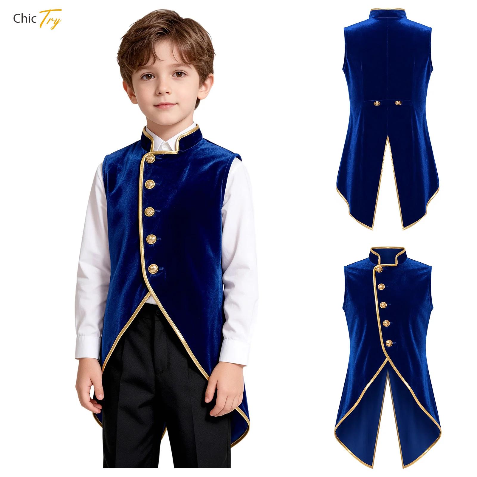 Jackets - Mittelalterlicher Samt-Frack für Jungen, Vintage-Jacke, Oberbekleidung