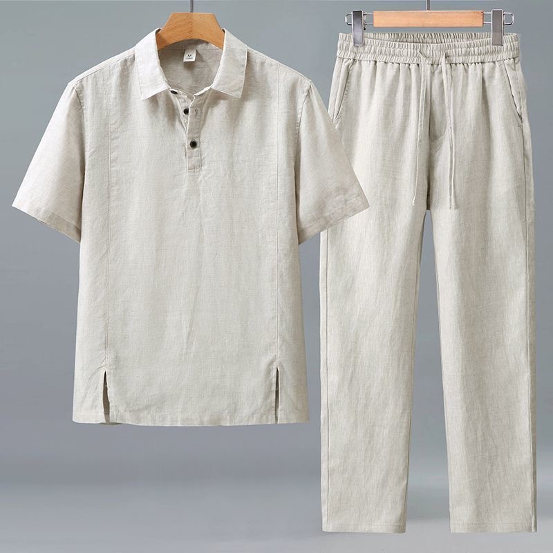 Mens Linen Shirt Long Sleeve - Frühling/Sommer Mode Retro Sport Langarm T-Shirt