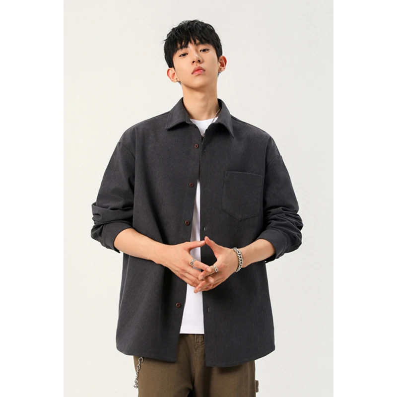 Corduroy Button Up Shirt Men - Herren-Oberteil aus Cord mit Knopfleiste, Reverskragen,