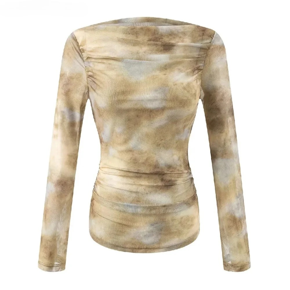 T-Shirts - 2025 Sexy Tie-Dye-Print T-Shirt mit gerafften