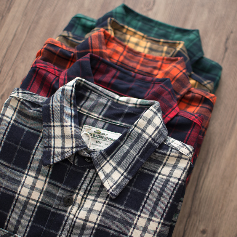 Flannel Plaid Shirt Heavy Weight - Herbst Neue Amerikanische Retro 300g Schwergewicht