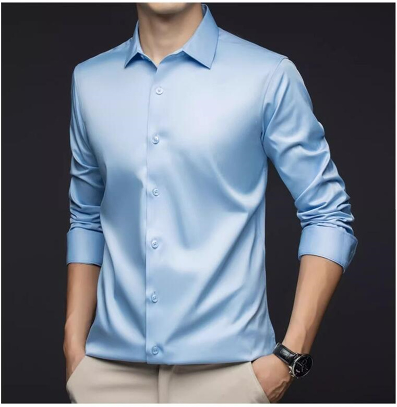 Herren-Langarmhemden, professi – Mens Satin Silk Dress Shirt Bewertung und Preis