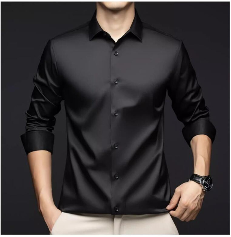 Herren-Langarmhemden, professi – Mens Satin Silk Dress Shirt Bewertung und Preis