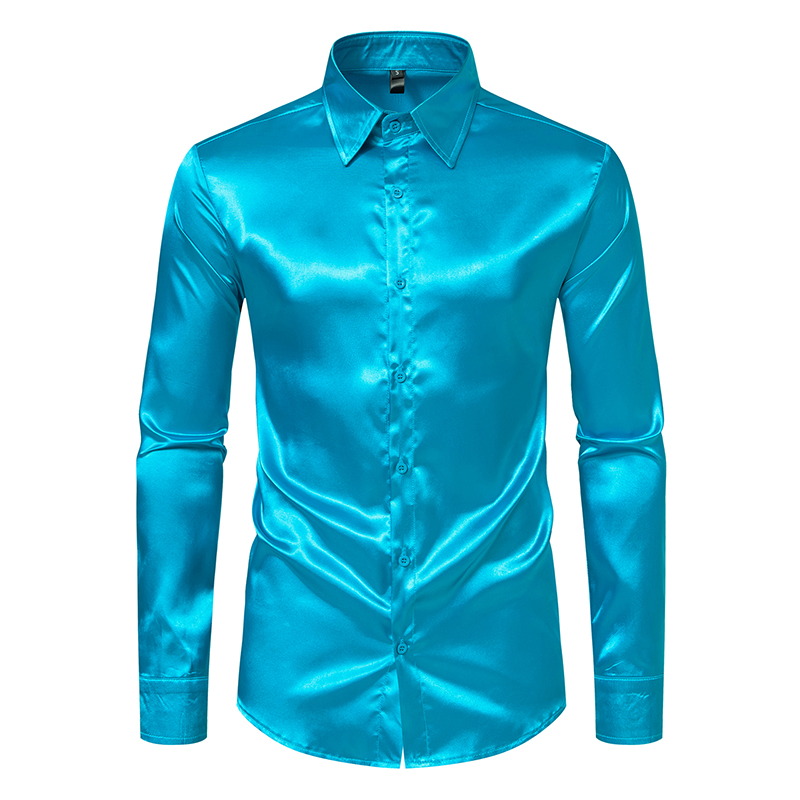 Herren-Hemd aus schwarzem Sati – Mens Satin Silk Dress Shirt Bewertung und Preis
