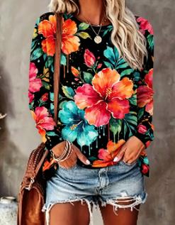 Damen-Oberteil mit Blumenmuste – T-Shirts Bewertung und Preis