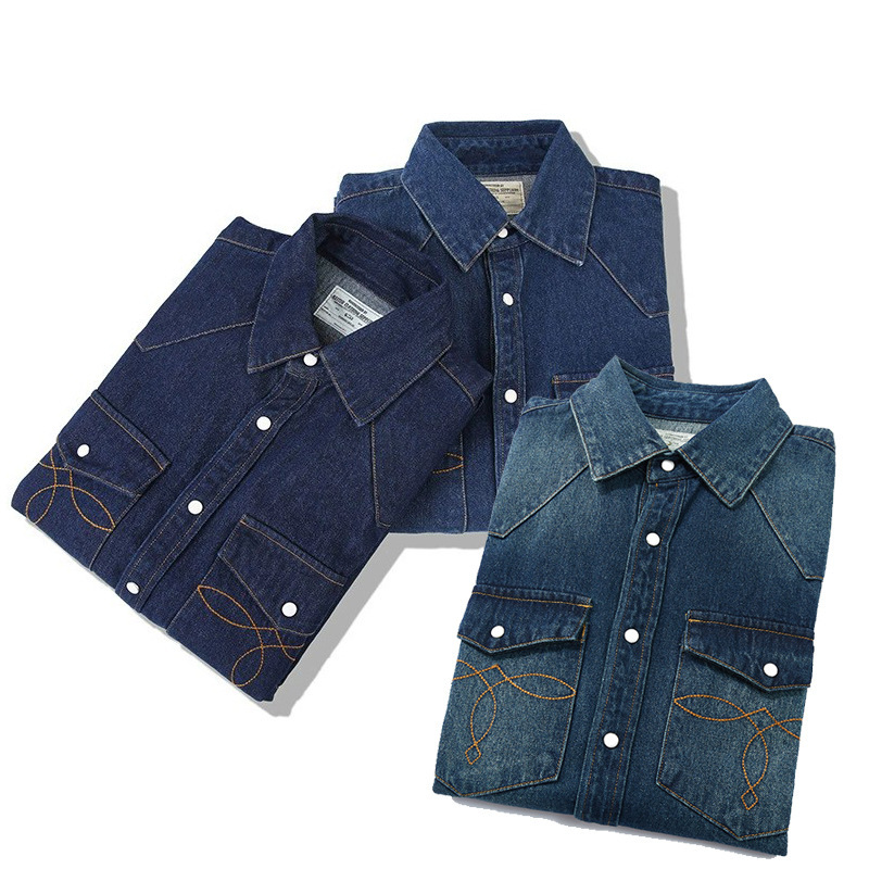 American Wash Vintage Denim-He – Mens Western Denim Pearl Snap Shirt Bewertung und Preis