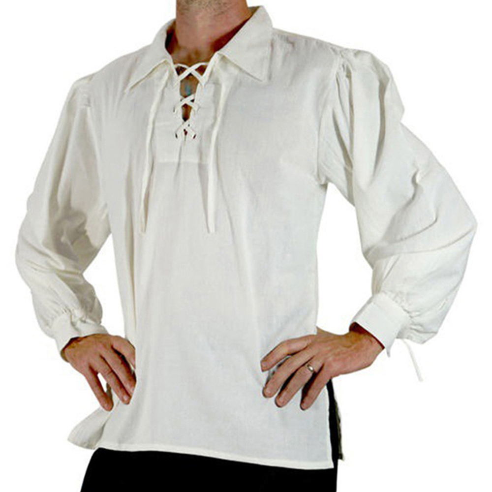 Herren Mittelalter Renaissance – Medieval Gothic Lace Up Pirate Shirt Bewertung und Preis